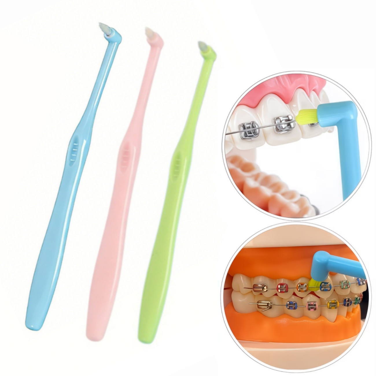 Teeth Whitening With Braces - 1/3pc 歯科矯正用歯ブラシ シングルタフテッド小型尖頭ヘッドブラシ 智恵の歯の溝の歯の間の清掃用