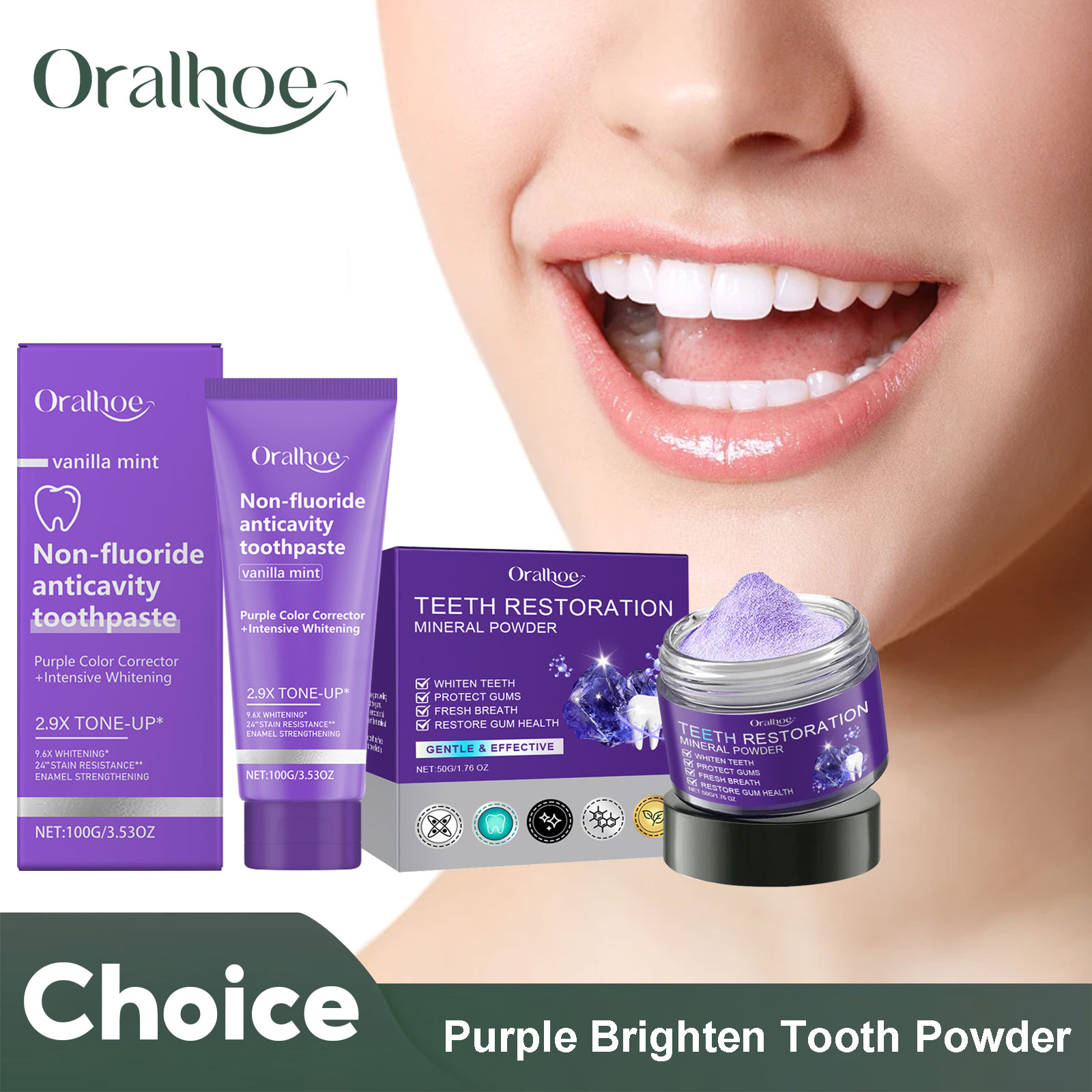 Teeth Whitening Remedies - 歯の修復ミネラルパウダー,歯のホワイトニング,汚れの除去,口腔洗浄,新鮮な息,臭いの改善,紫色の漂白,歯磨き粉