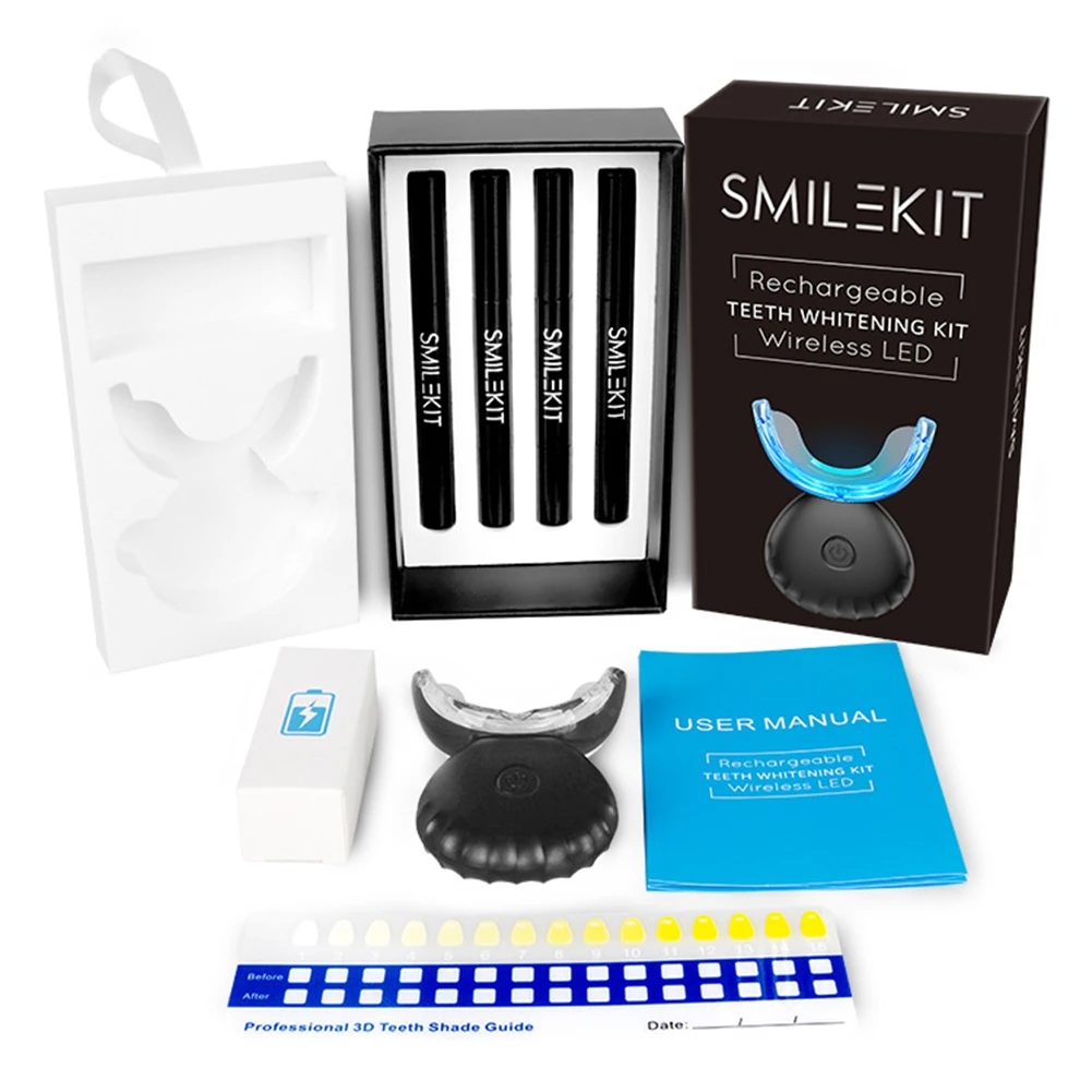 Teeth Whitening Led Kit - 歯科歯ホワイトニングキットミニ 16 LED コールドライト 35% カルバミド過酸化物ゲル歯ホワイトナー漂白ペン口腔トレイデバイスセット