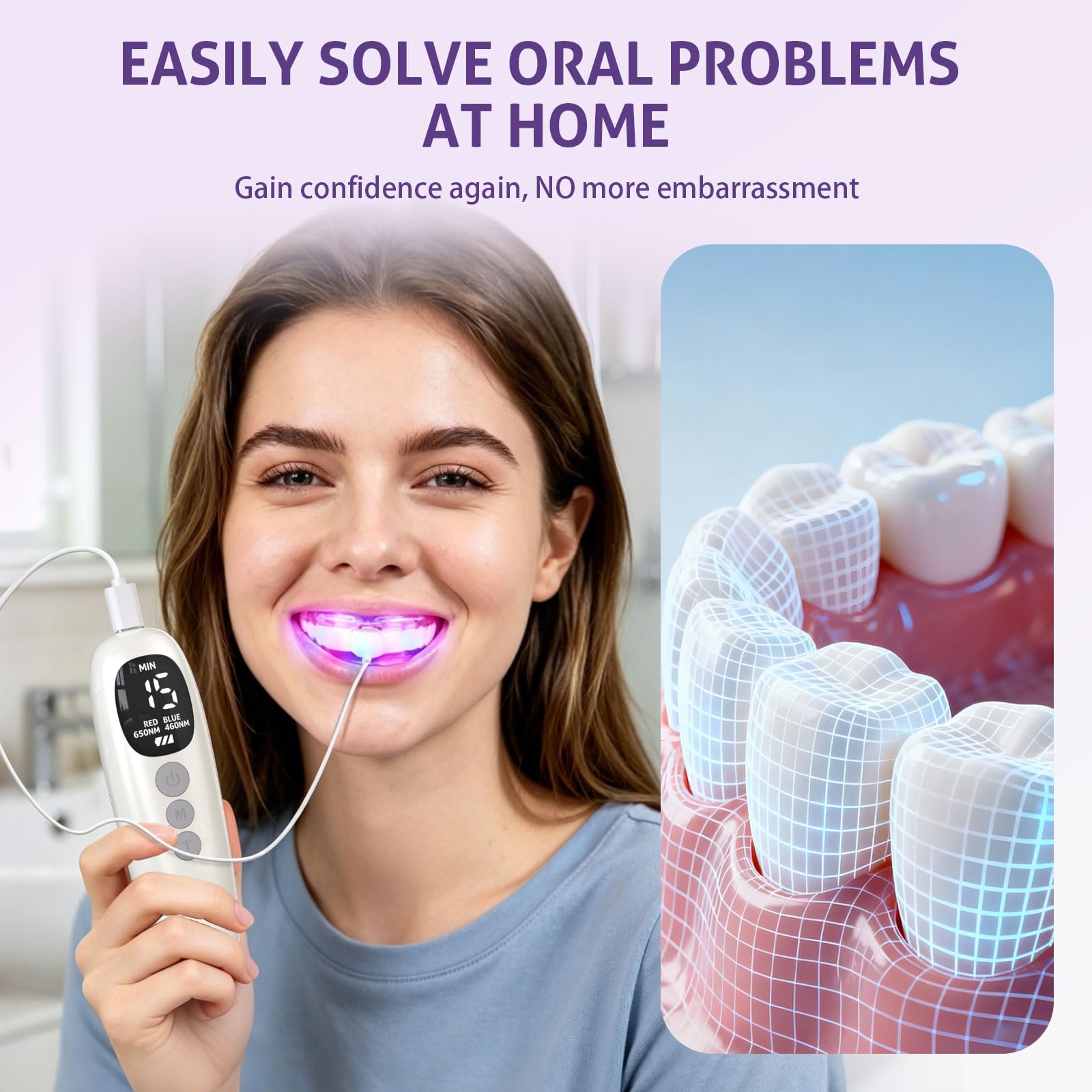 赤青光線療法歯のホワイトニングデバイス 650nm 460n - Teeth Whitening Led Kit のレビューと価格