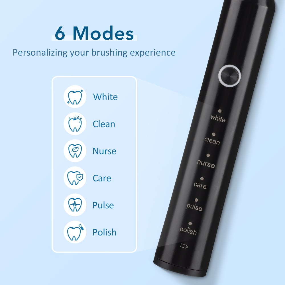 充電式電動歯ブラシ大人用 6 モードディープクリーニング歯の - Teeth Whitening Toothbrush のレビューと価格
