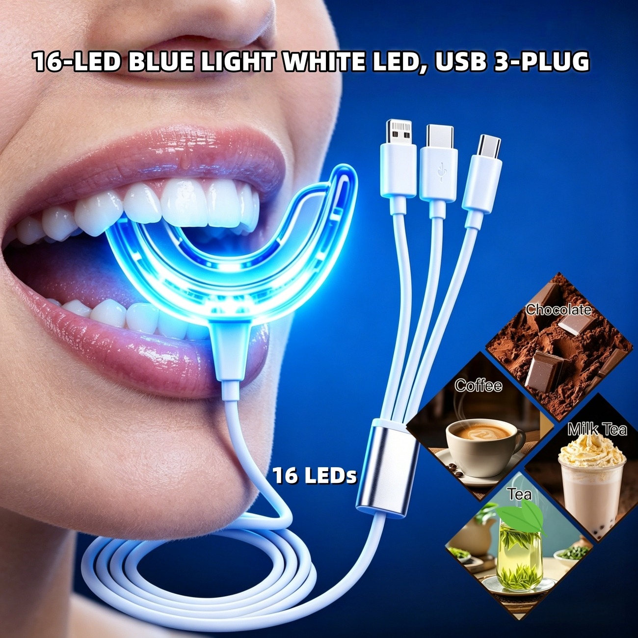 LEDポータブル歯のホワイトニングキット、男女兼用、黄ばんだ - Teeth Whitening Led Kit のレビューと価格