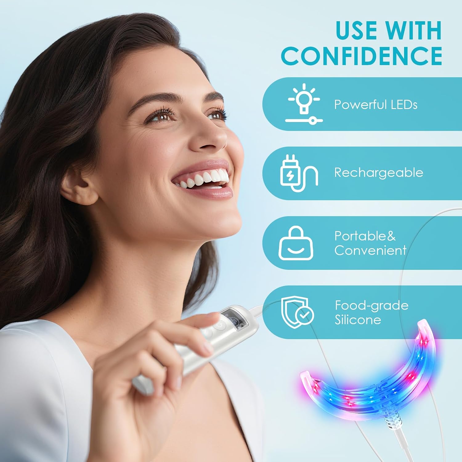 歯のホワイトニング促進器 16 LED赤青光増強ライトトレイ - Teeth Whitening Led Kit のレビューと価格