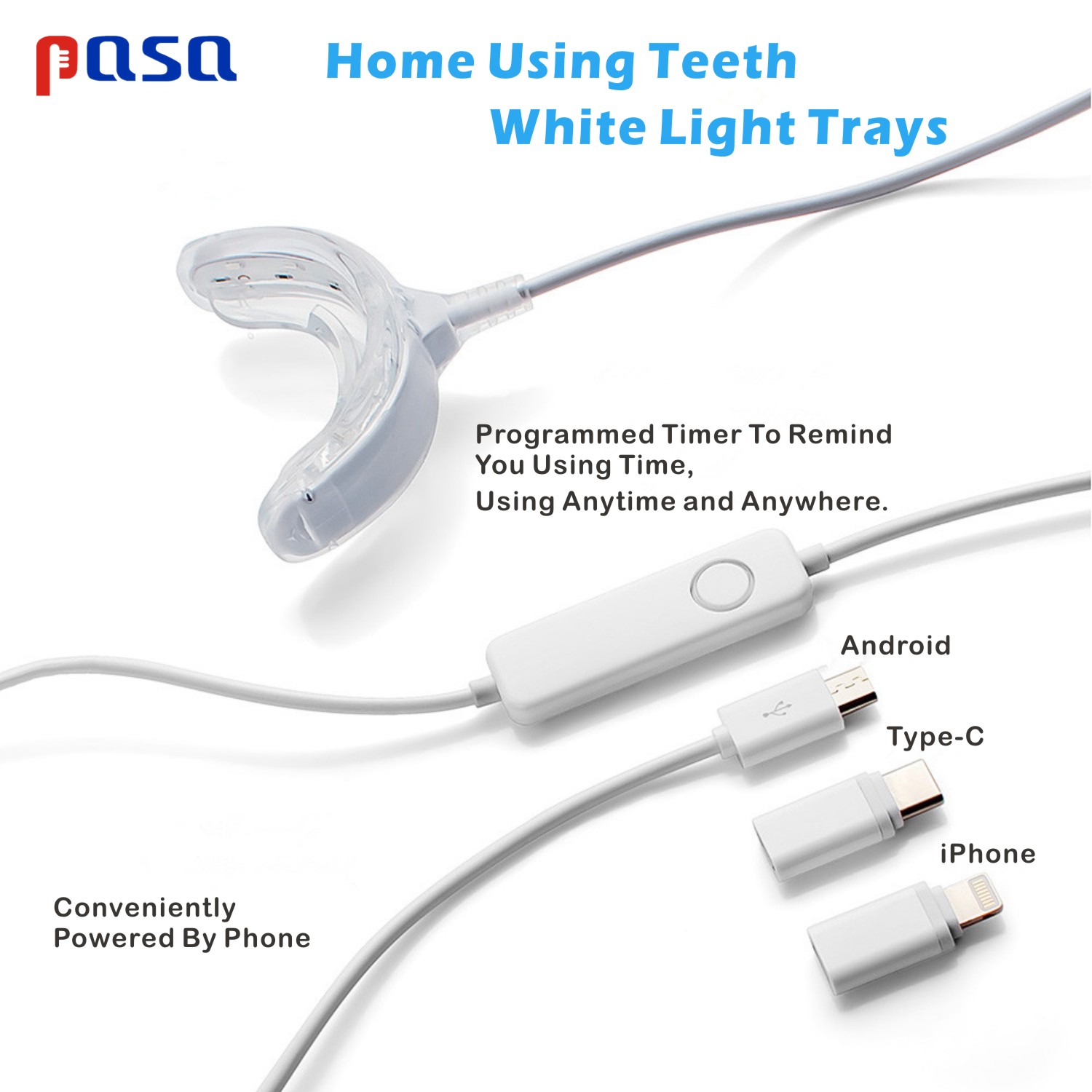 携帯型LED冷光ブルーライトスマイルブライトニングキット-歯 - Teeth Whitening Led Kit のレビューと価格